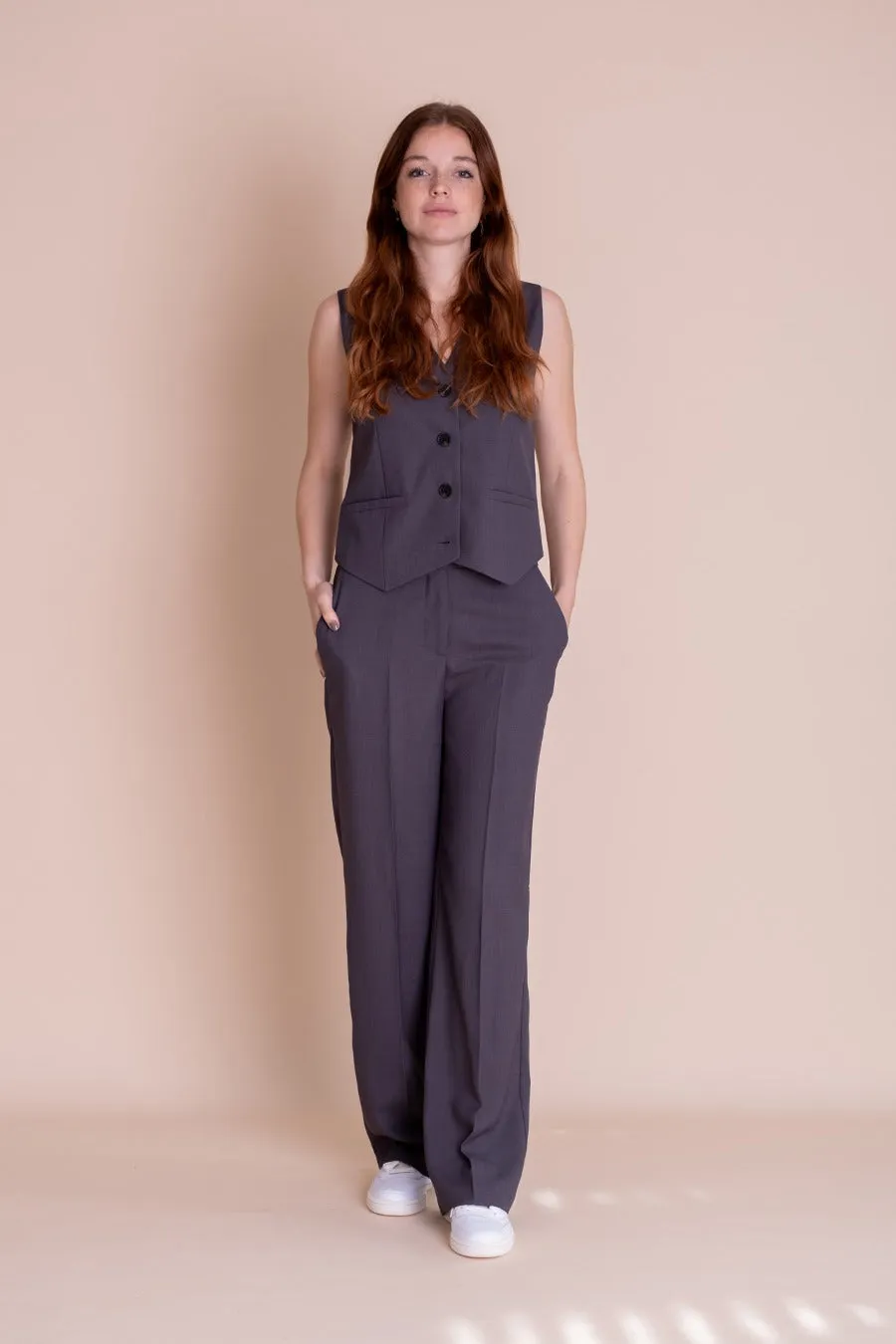 Modstrom Gale gilet getailleerd Grijs