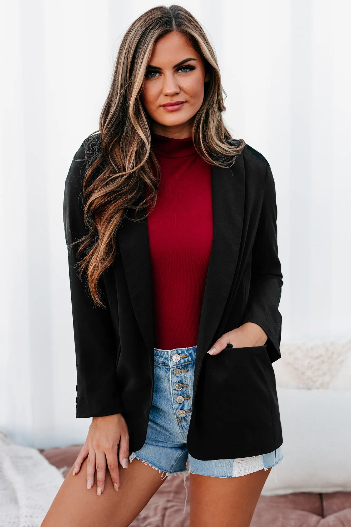Monthly Projections Open Front Blazer (Black)