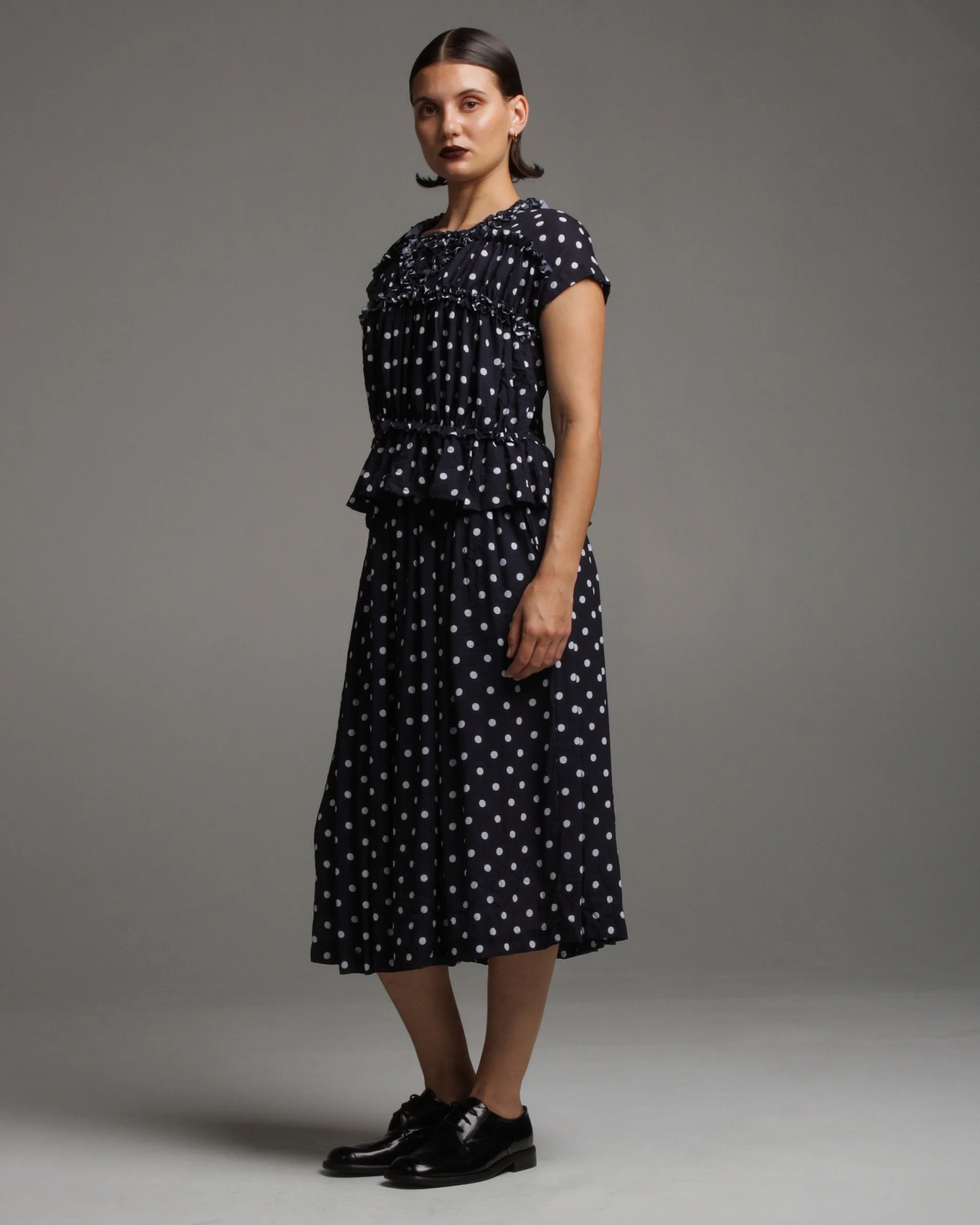 Navy Polka Dot Skirt