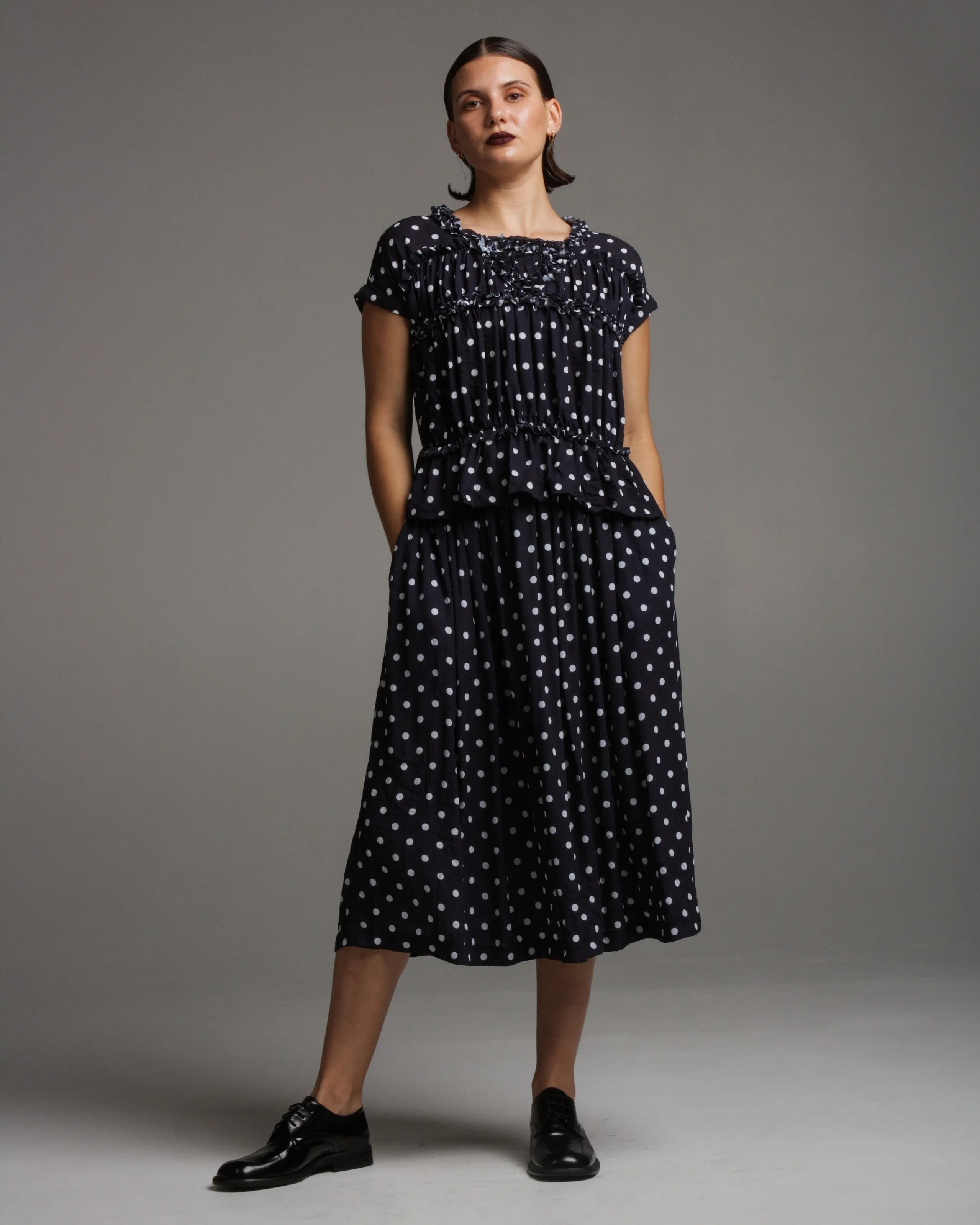 Navy Polka Dot Skirt