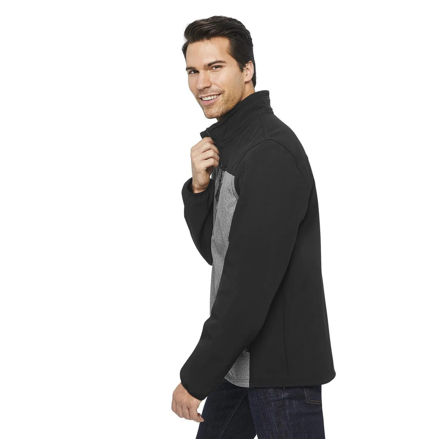 New George Plus Men's Softshell Jacket in Black & Grey, Sz 5X!