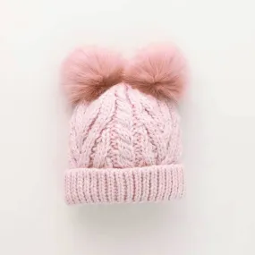 Newborn Baby Blush Pink Fluffer Beanie Hat