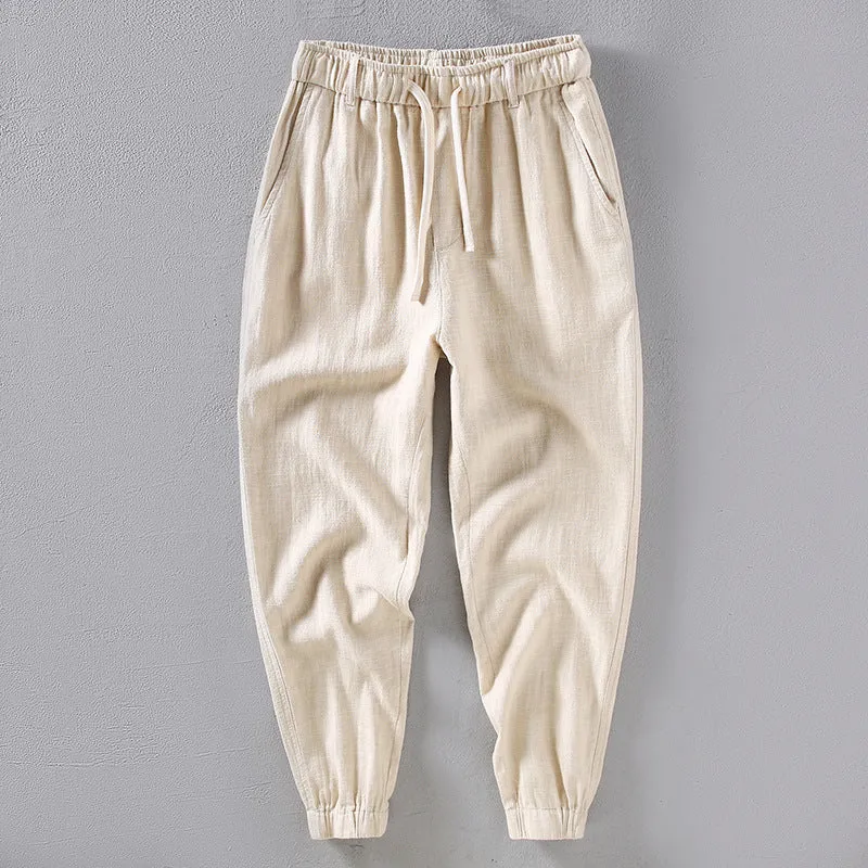 Olive green linen trousers - Tom