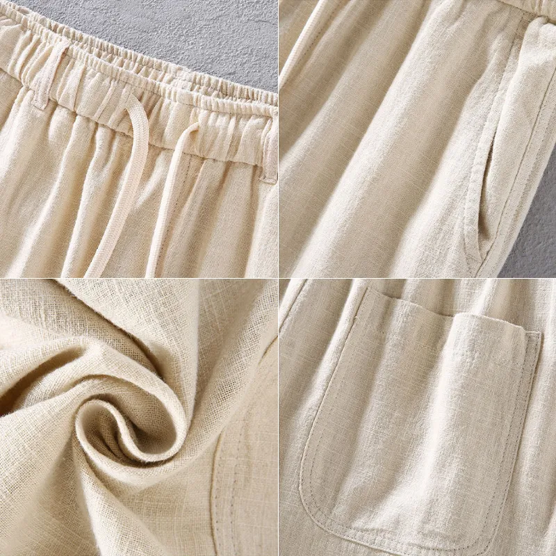 Olive green linen trousers - Tom