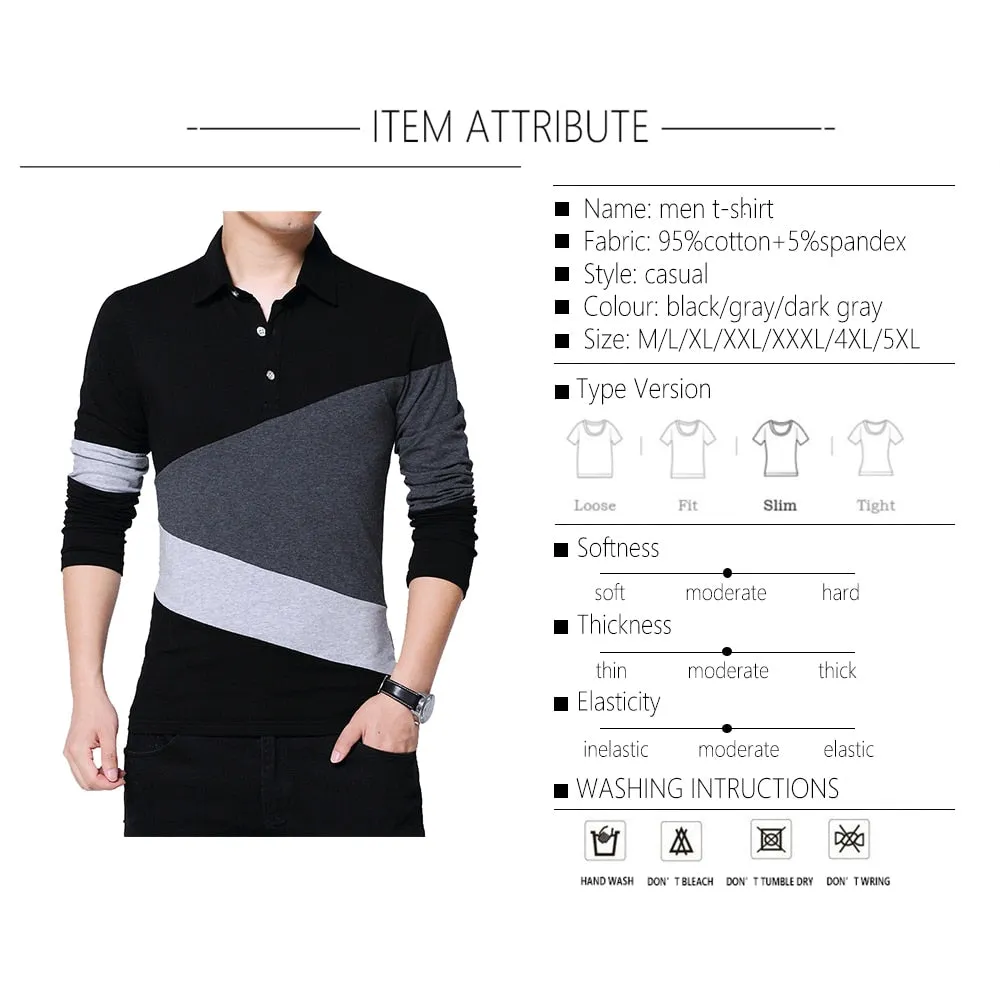 Patchwork Long Sleeve Plus Size (M-5XL) T Shirt