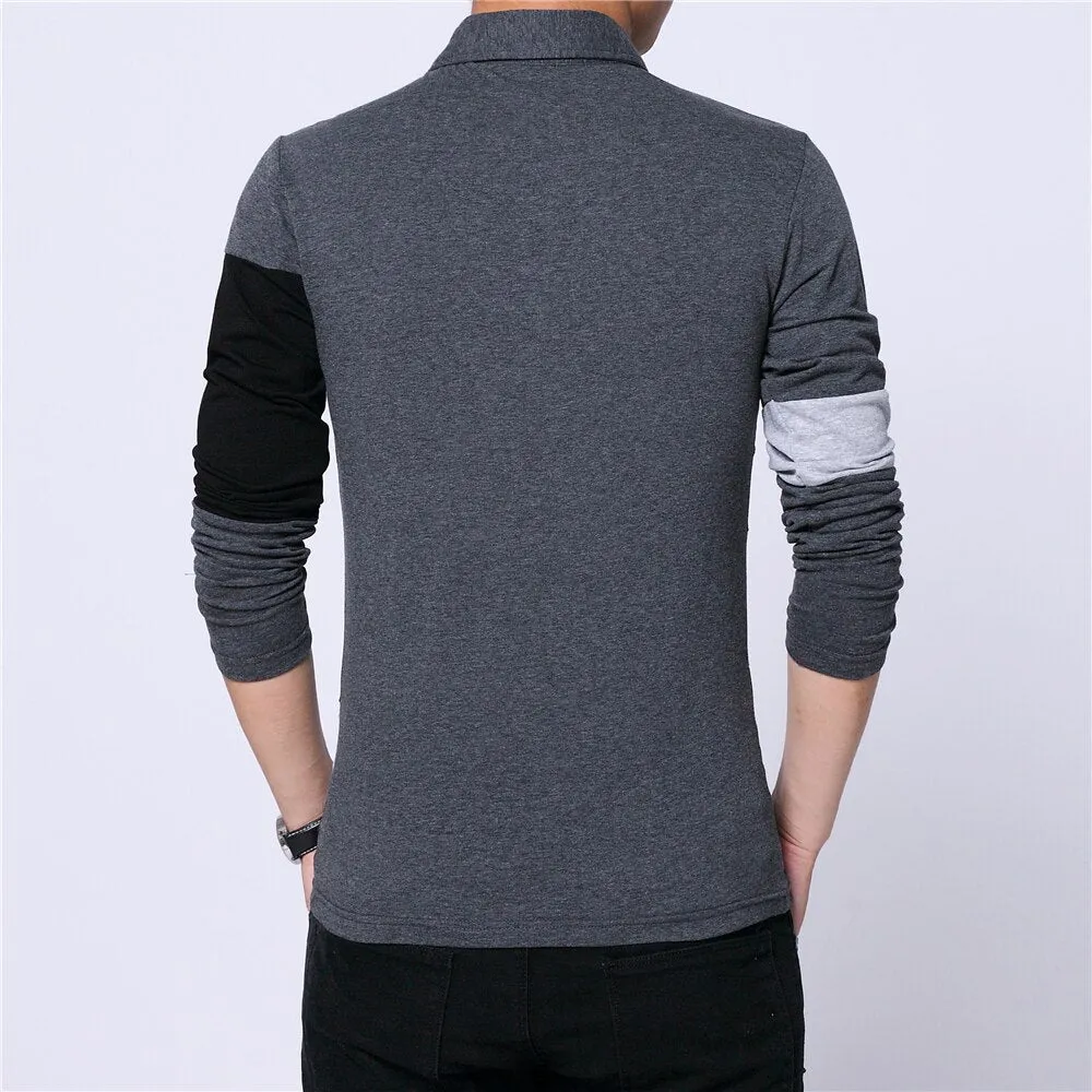 Patchwork Long Sleeve Plus Size (M-5XL) T Shirt