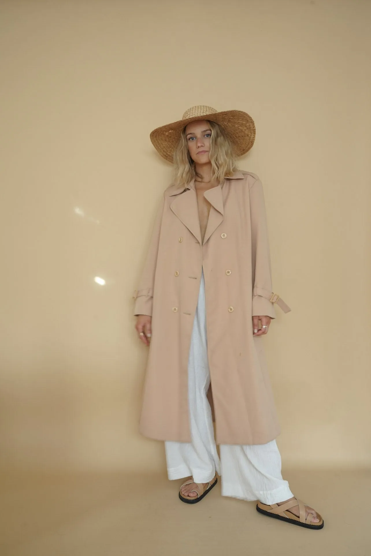 peachy trench coat