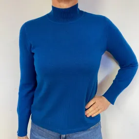 Peacock Blue Cashmere Turtle Neck Jumper Medium