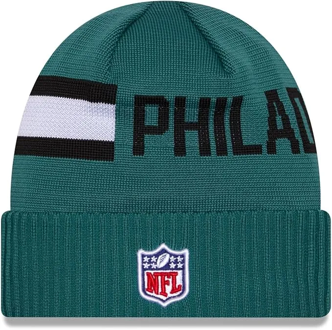 Philadelphia Eagles 2024 Sideline Midnight Green New Era Cold Weather Tech Cuffed Knit Beanie