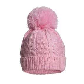 Pink ECO Cable Knit hat  pom