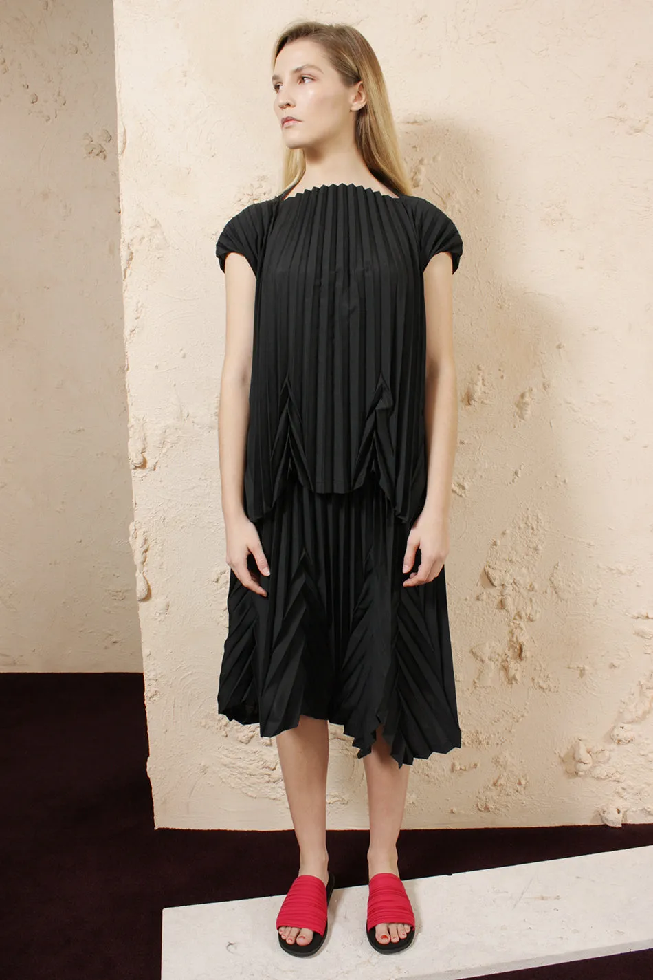 Pleated A-Line Skirt