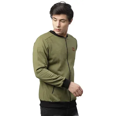 Rigo Men Olive Green Fleece Bomber Jacket