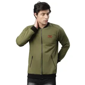 Rigo Men Olive Green Fleece Bomber Jacket