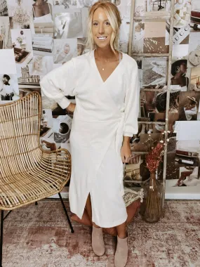 Roslyn's Taupe Wrap Dress