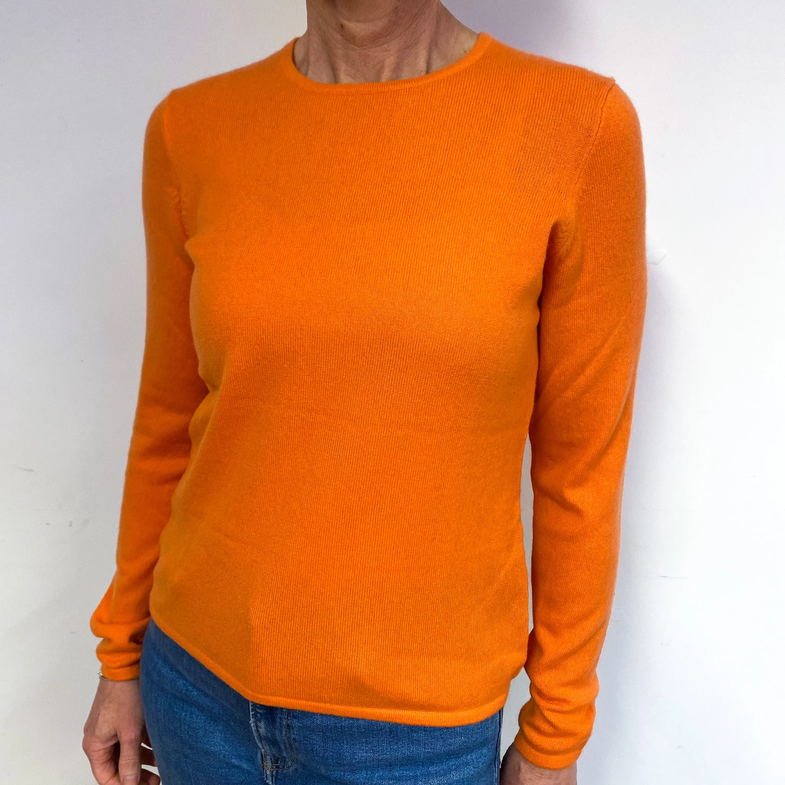 Satsuma Orange Cashmere Crew Neck Jumper Medium