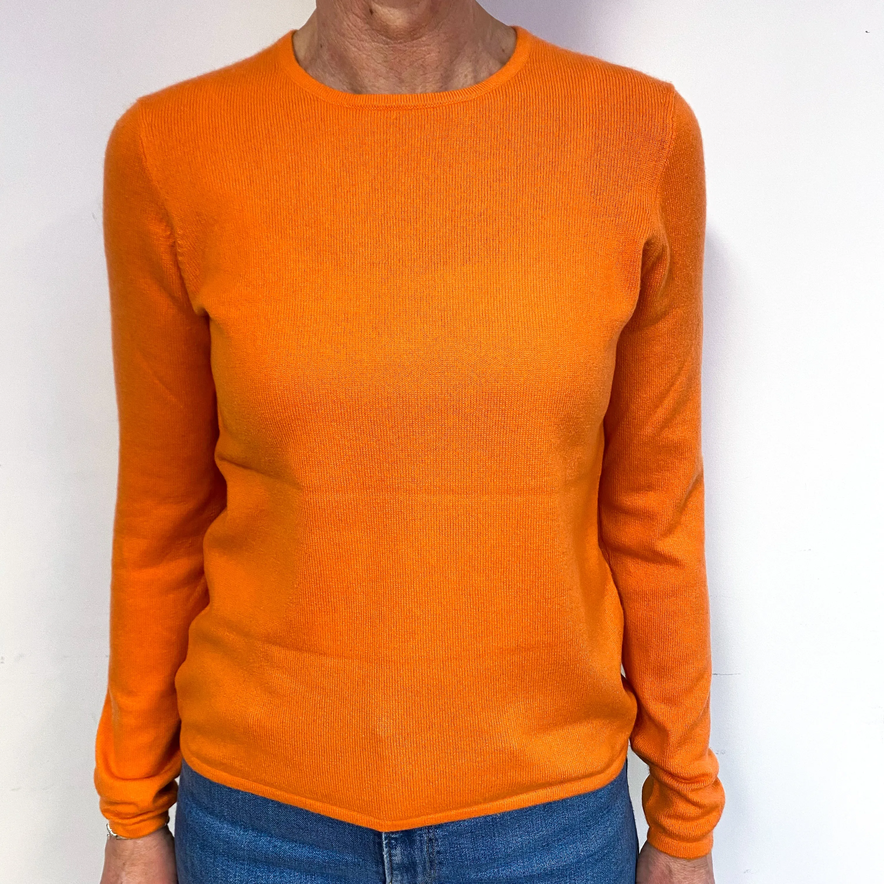 Satsuma Orange Cashmere Crew Neck Jumper Medium
