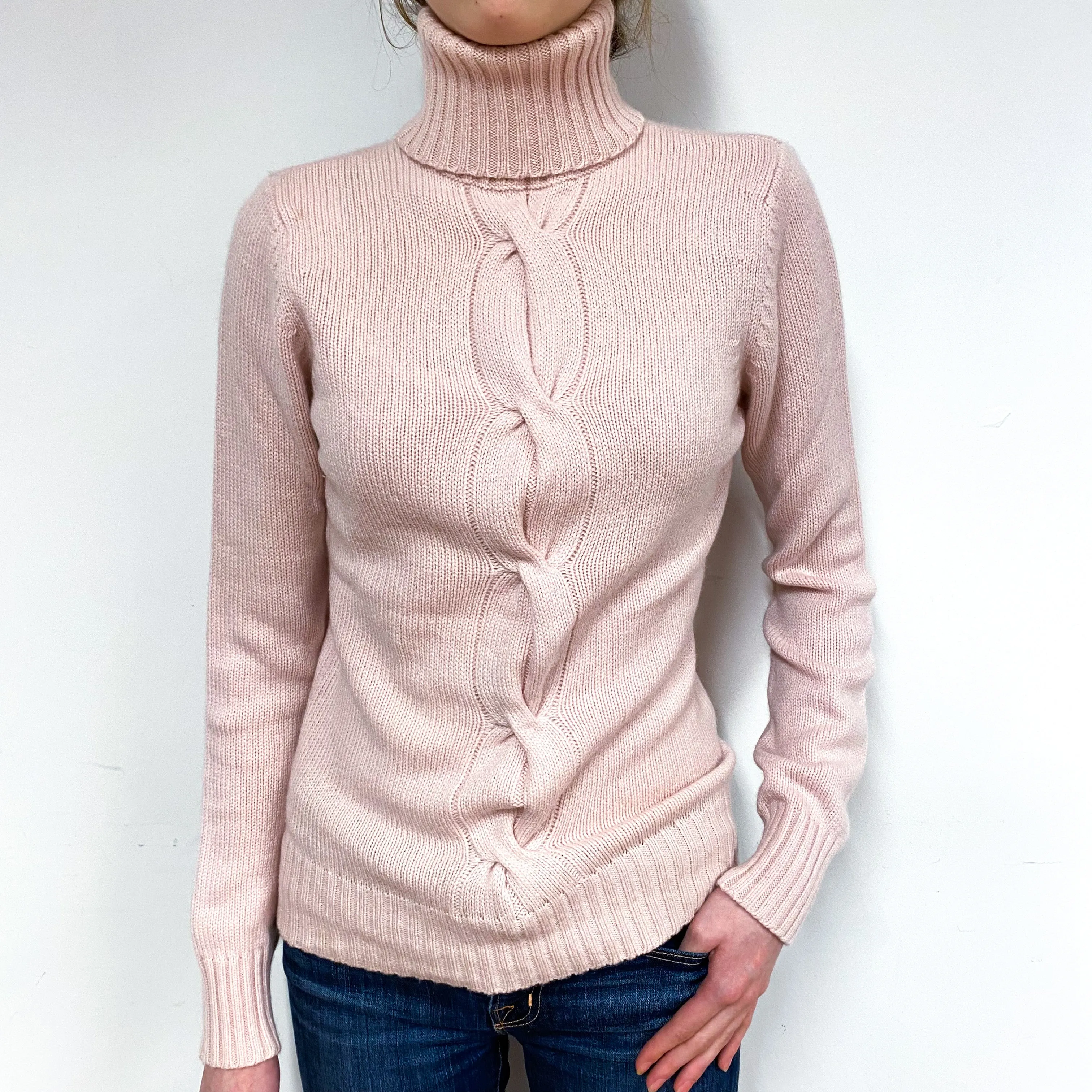 Shell Pink Cashmere Polo Neck Jumper Extra Small