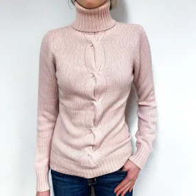 Shell Pink Cashmere Polo Neck Jumper Extra Small