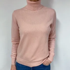 Shell Pink Cashmere Polo Neck Jumper Medium