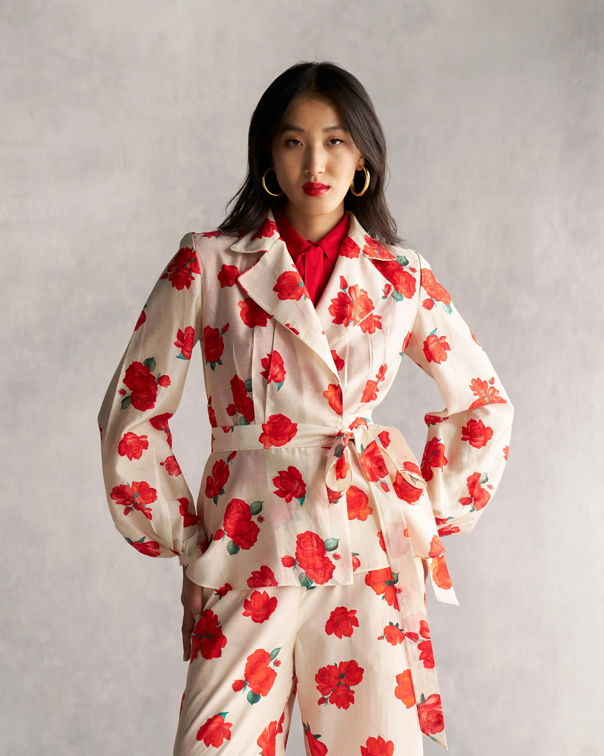 Sky Pants - Ivory & Red