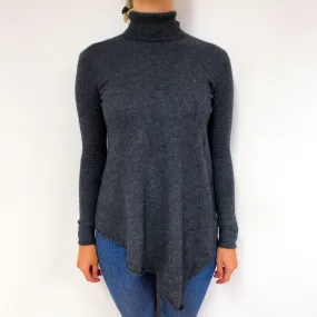 Slate Grey Handkerchief Cashmere Polo Neck Jumper Small