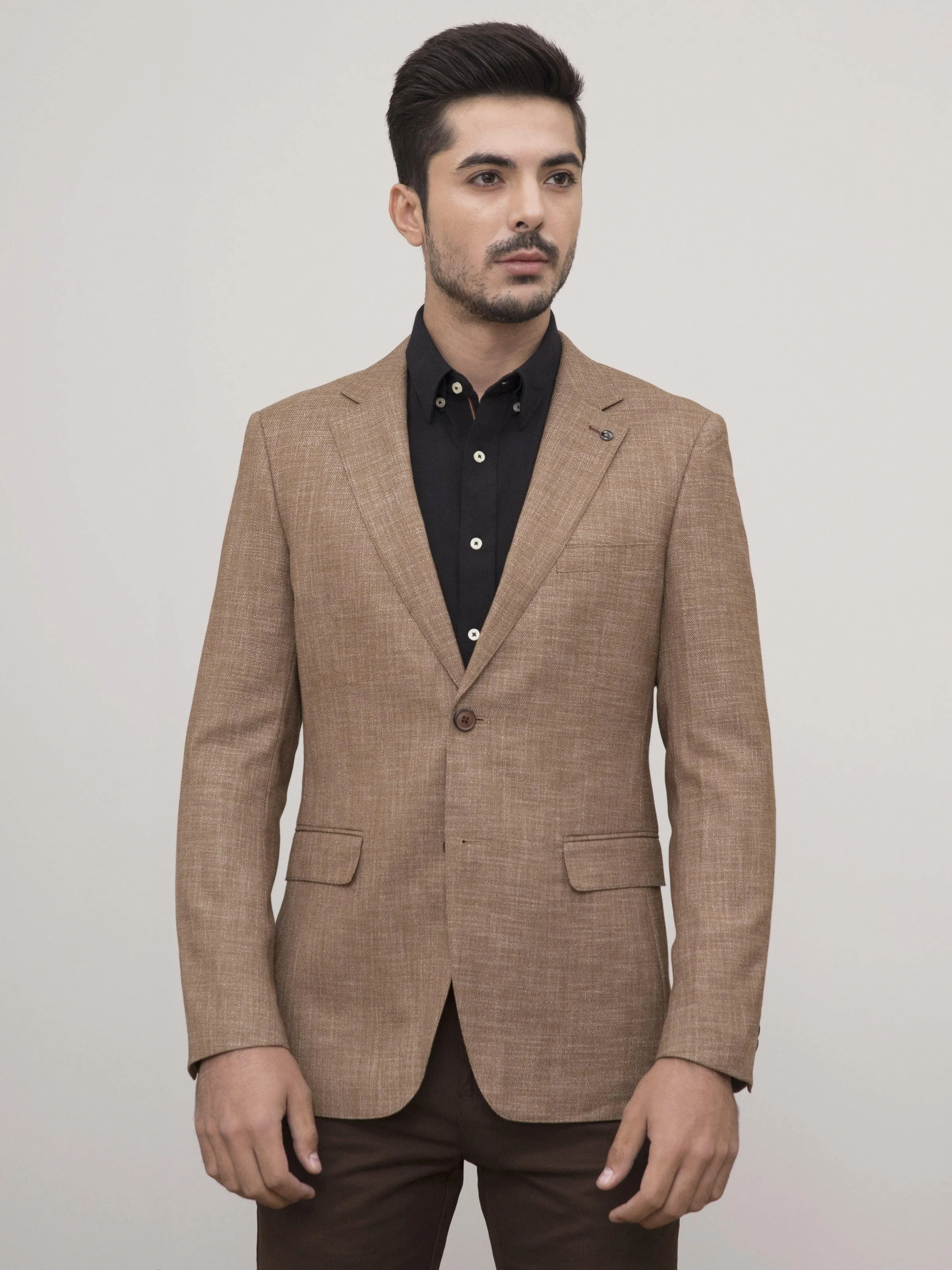 SUMMER COAT SLIM FIT 2 BUTTON DOWN LIGHT BROWN