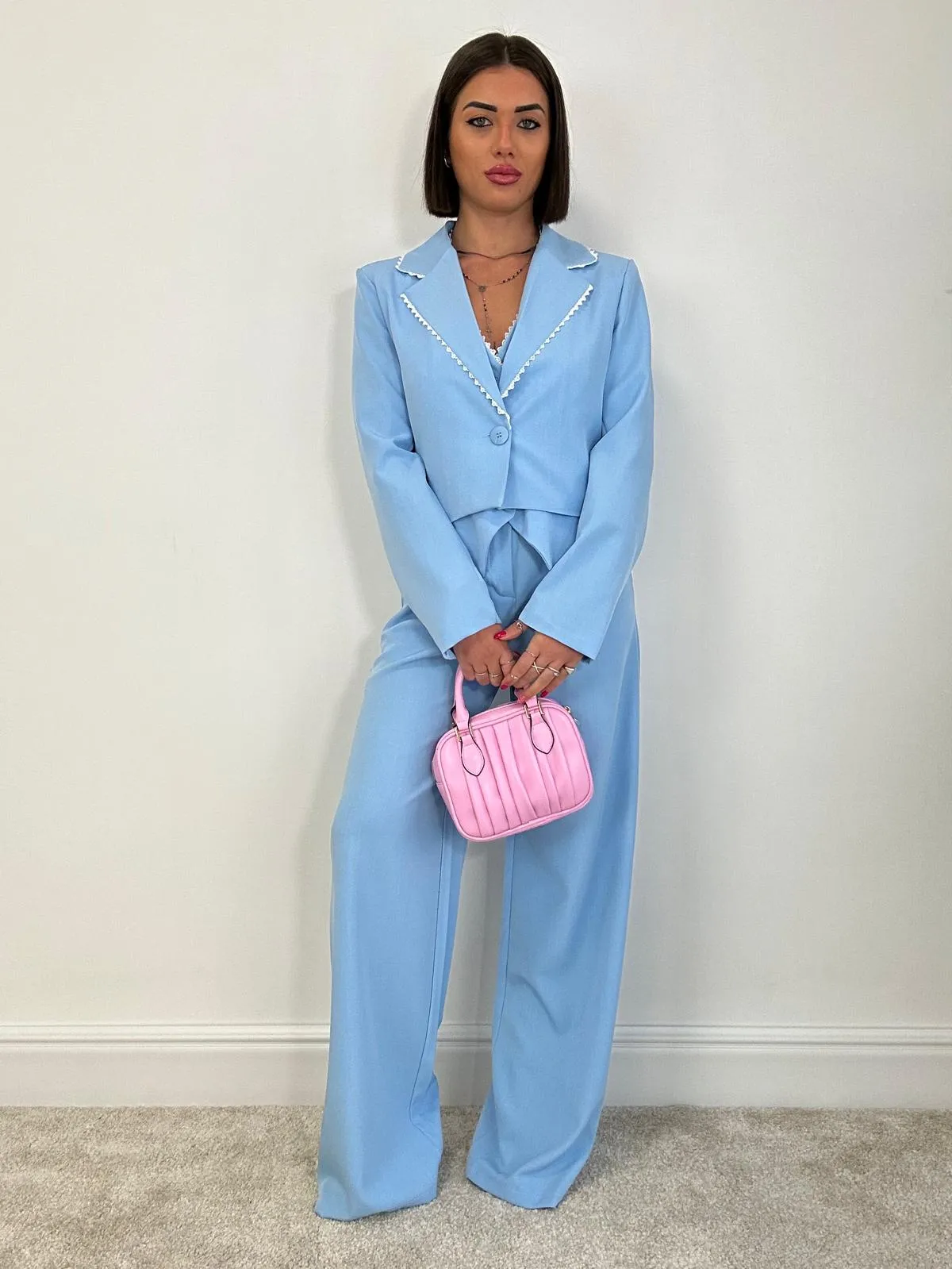 Tailleur Havana (Blazer Crop   Gilet   Pantalone) Celeste