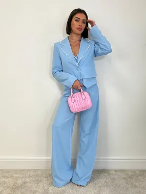 Tailleur Havana (Blazer Crop   Gilet   Pantalone) Celeste