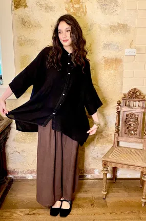 Teddy Linen shirt. Black