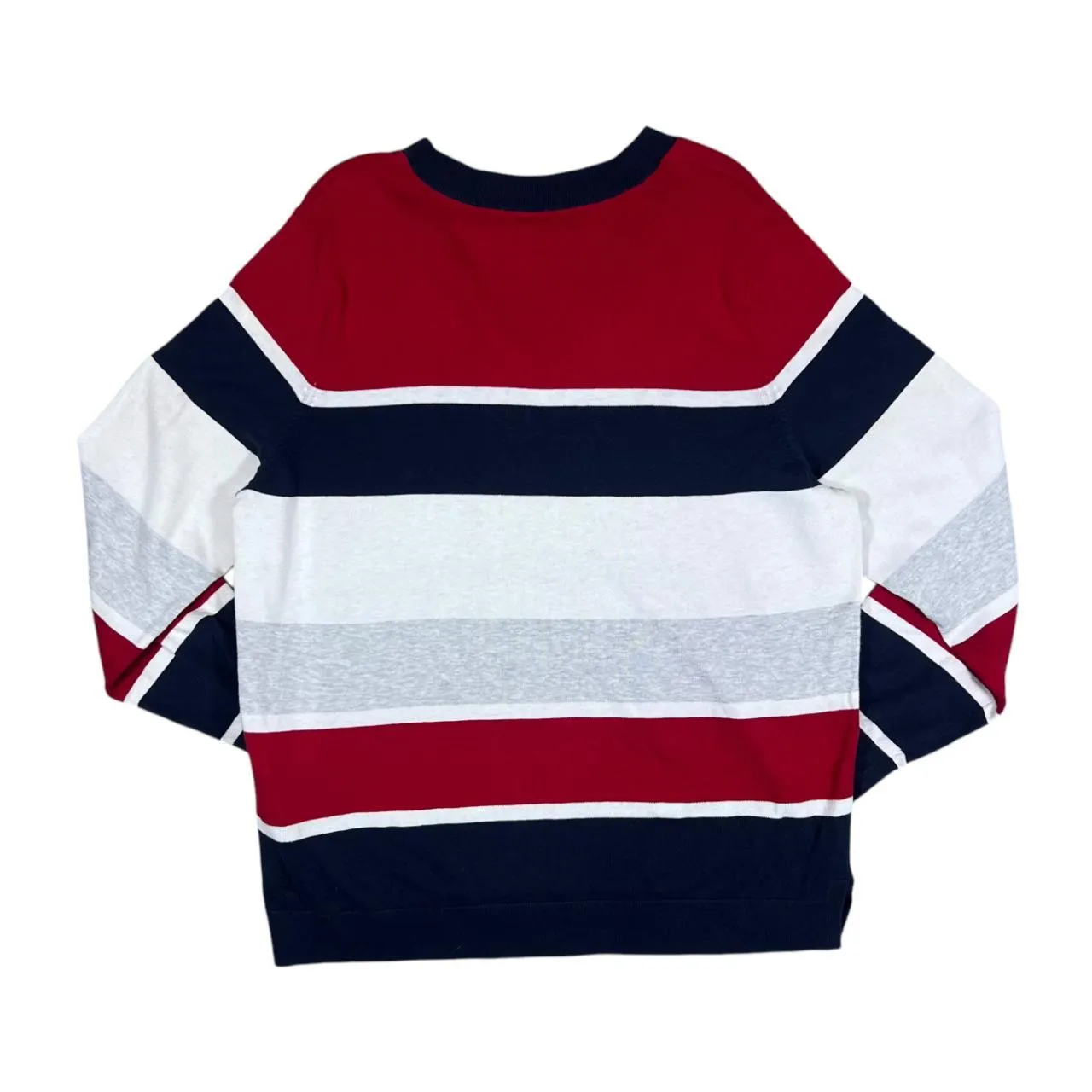 TOMMY HILFIGER Colour Block Striped V-Neck Sweater Jumper