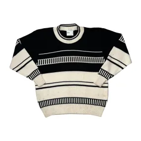 Vintage BHS Colour Block Patterned Acrylic Cotton Crewneck Knit Sweater Jumper