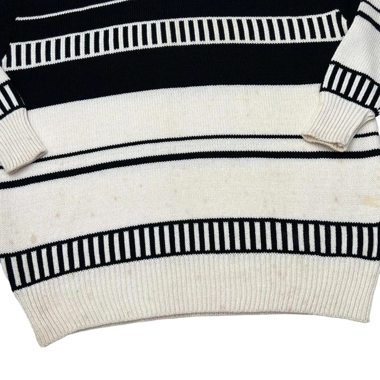 Vintage BHS Colour Block Patterned Acrylic Cotton Crewneck Knit Sweater Jumper