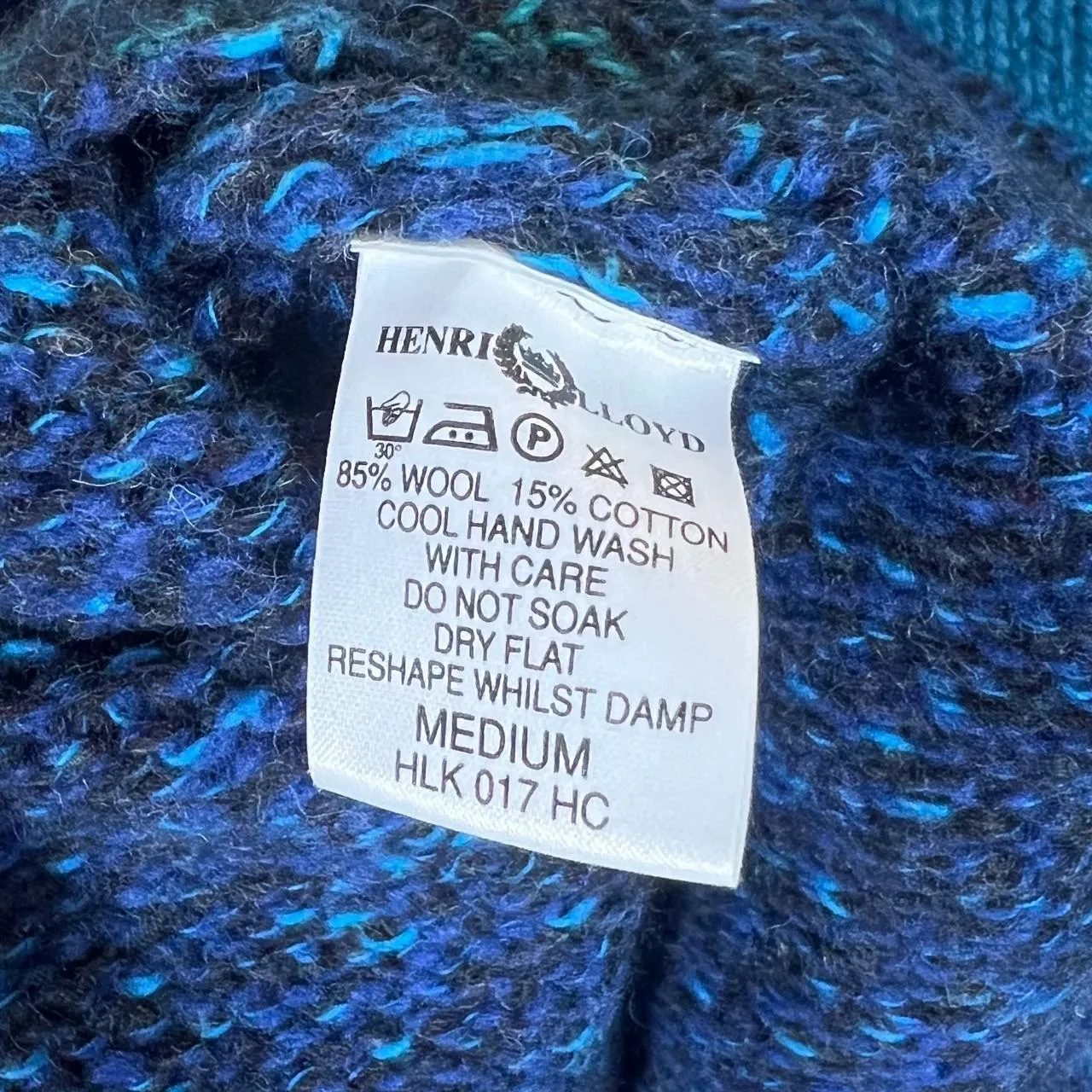 Vintage HENRI LLOYD Embroidered Centre Logo Wool Cotton Blend Roll Neck Knit Jumper