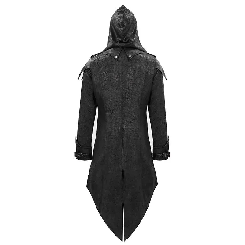 'Vlad' Hooded Punk Synthetic Leather Long Coat (Onyx Curse)