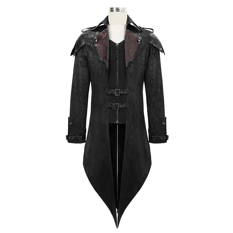 'Vlad' Hooded Punk Synthetic Leather Long Coat (Onyx Curse)
