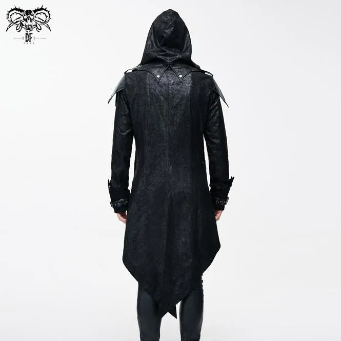 'Vlad' Hooded Punk Synthetic Leather Long Coat (Onyx Curse)