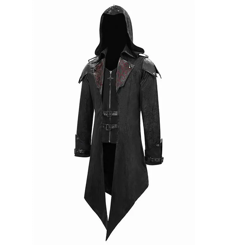 'Vlad' Hooded Punk Synthetic Leather Long Coat (Onyx Curse)