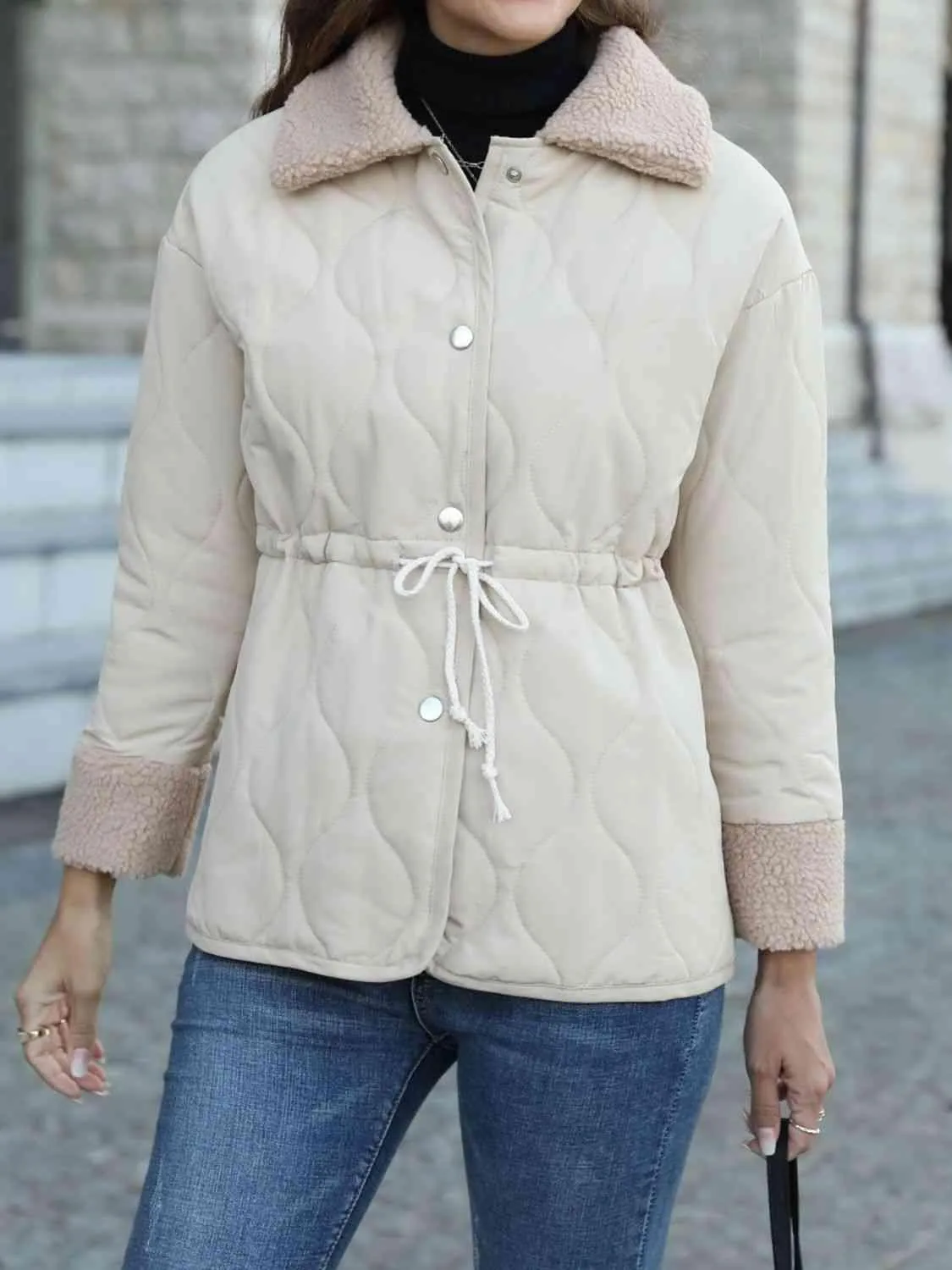 Winter Snug Snap Down Fleece Lined Jacket