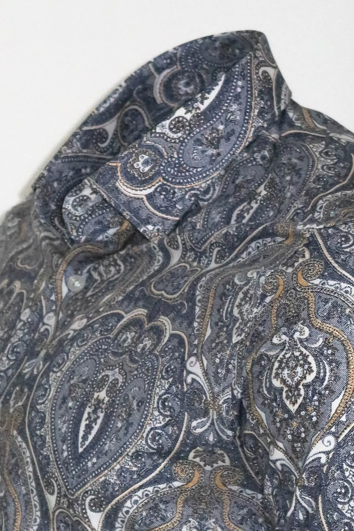 WSS Damask Pattern Blue Slim Fit Shirt  - Singen