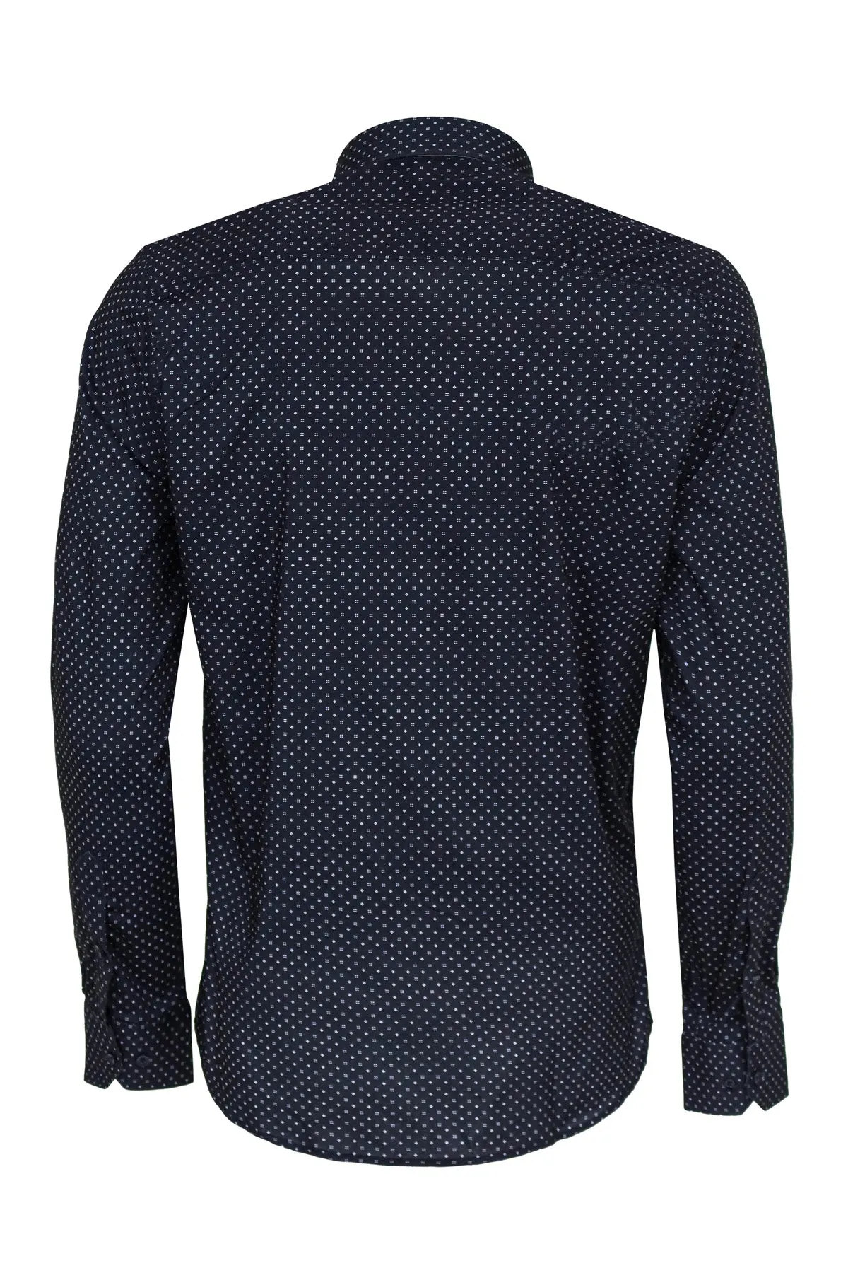 WSS Patterned Slim Fit Navy Blue Men Shirt  - Singen