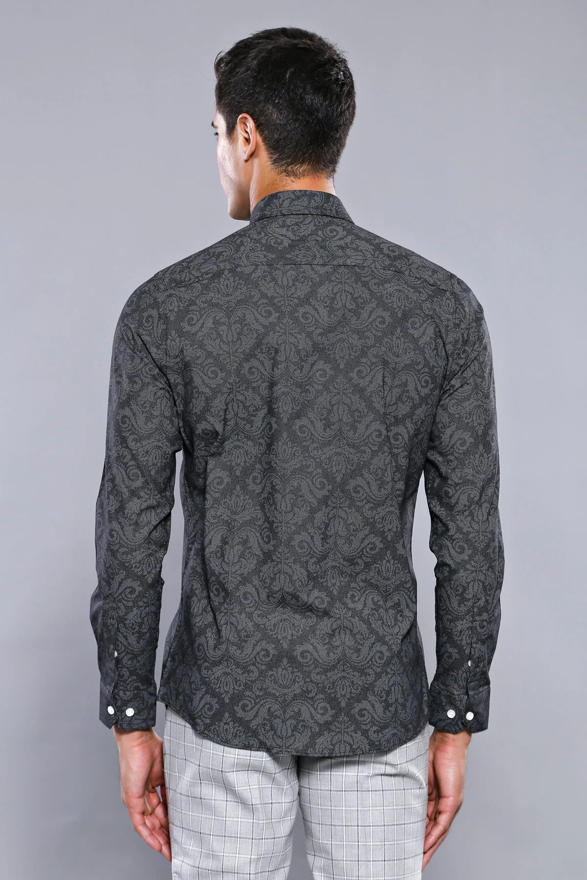 WSS Patterned Smoked Long Sleeve Shirt  - Singen